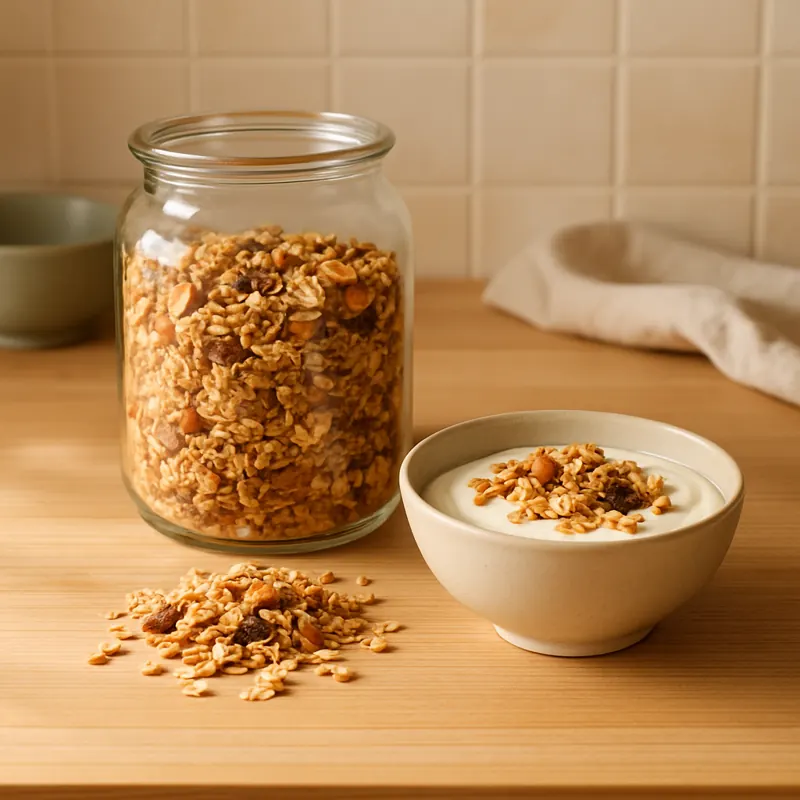 Kavanozda ev yapımı granola